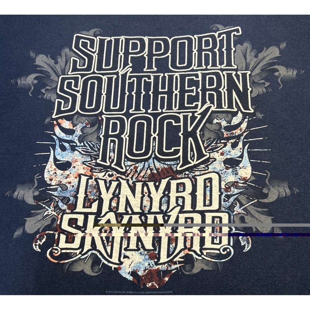 Gildan T-Shirt Mens Size XL Navy Blue Support Southern Rock Lynyrd Skynyrd